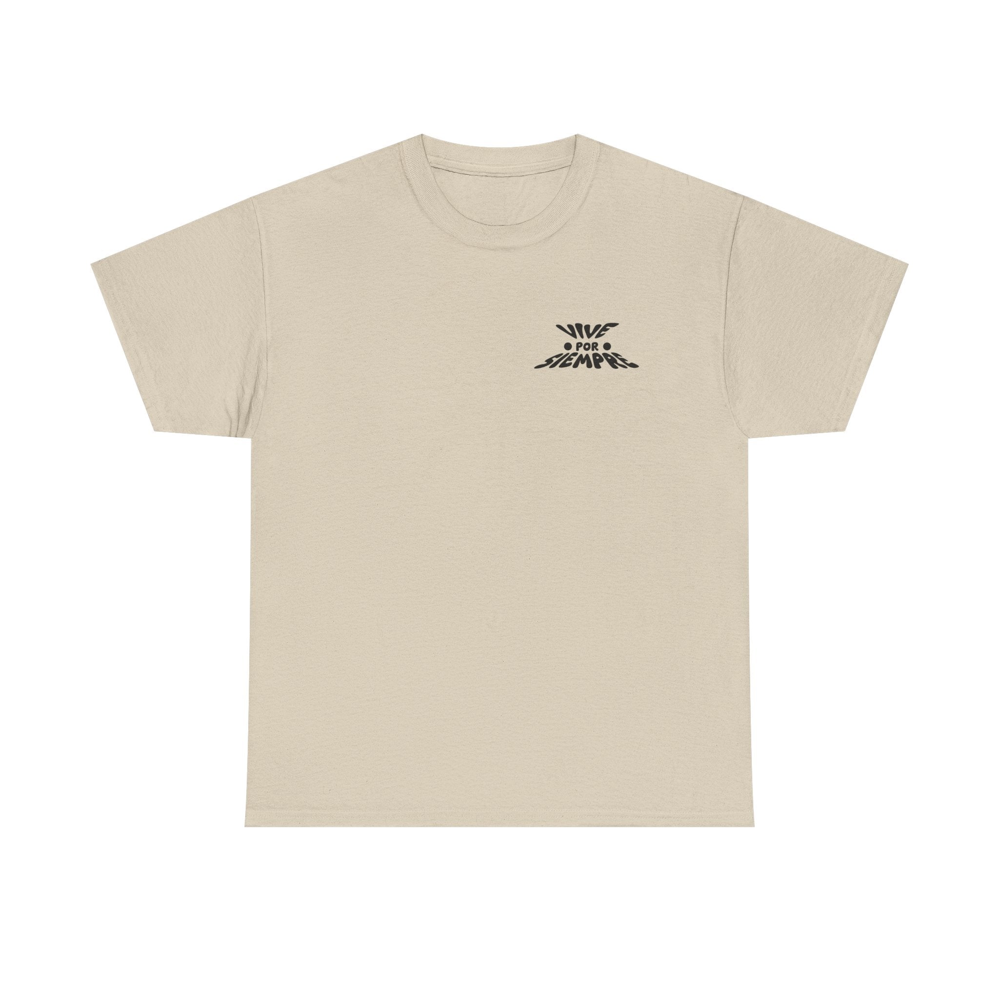 T-Shirt — 'Vive por siempre' (Beige and Black logo ver.)