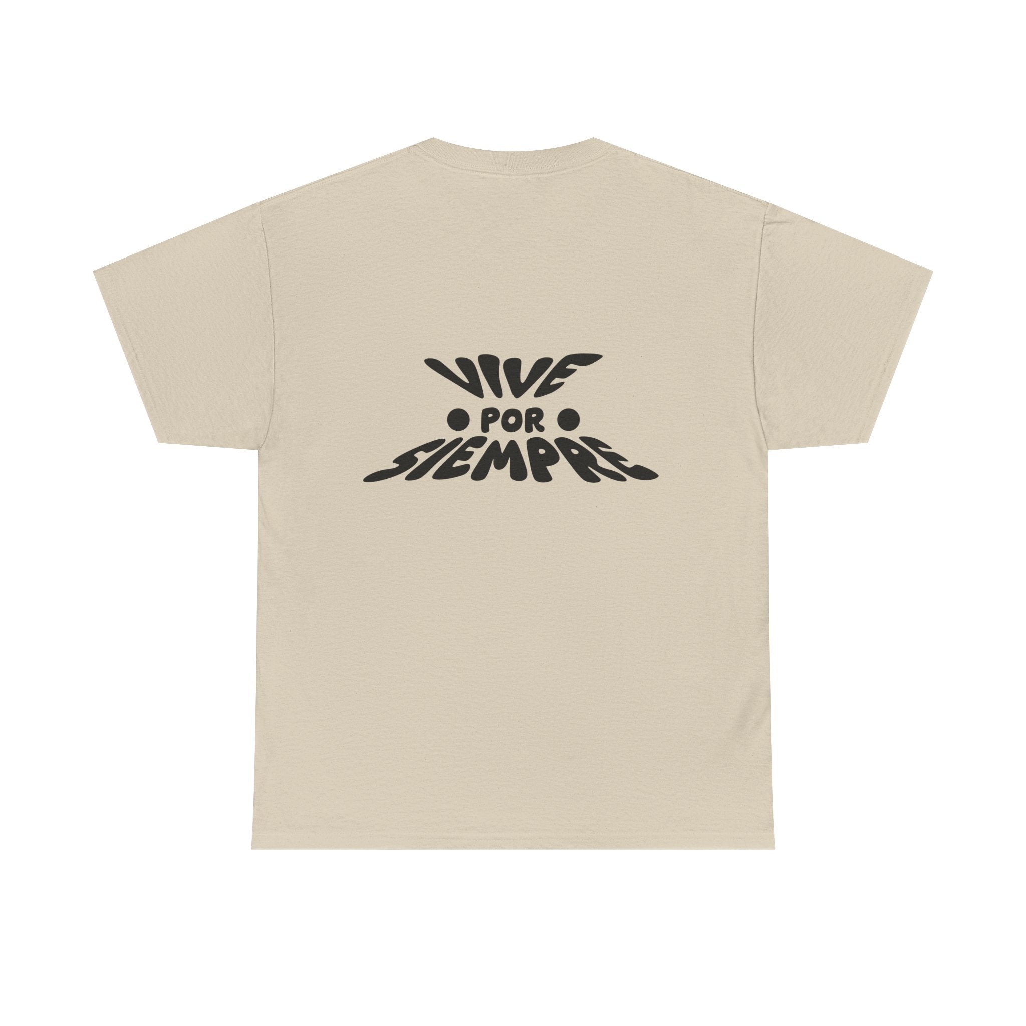 T-Shirt — 'Vive por siempre' (Beige and Black logo ver.)