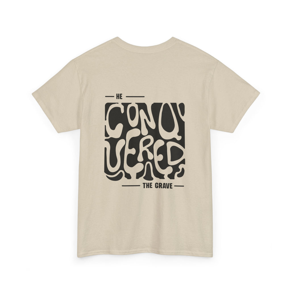 'He Conquered the Grave' Vintage T-Shirt (Black logo ver.)
