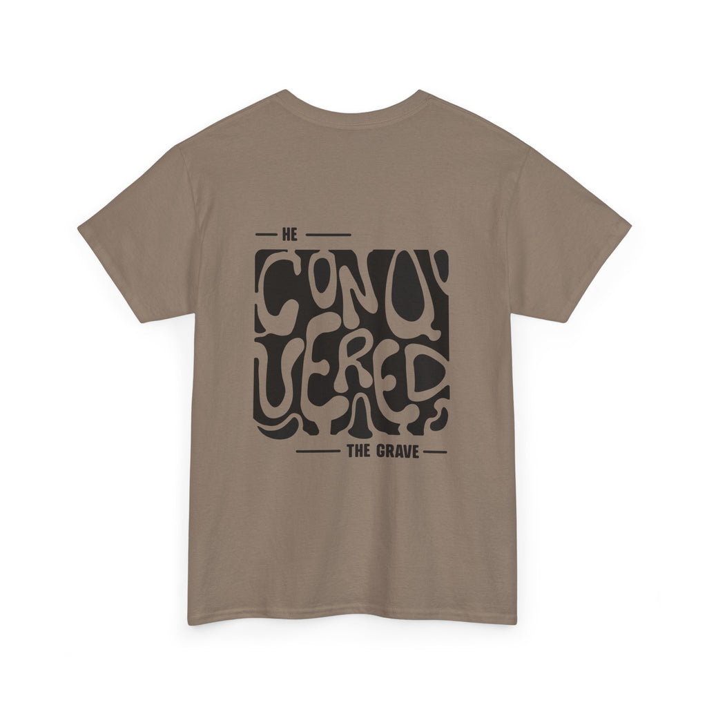 'He Conquered the Grave' Vintage T-Shirt (Black logo ver.)