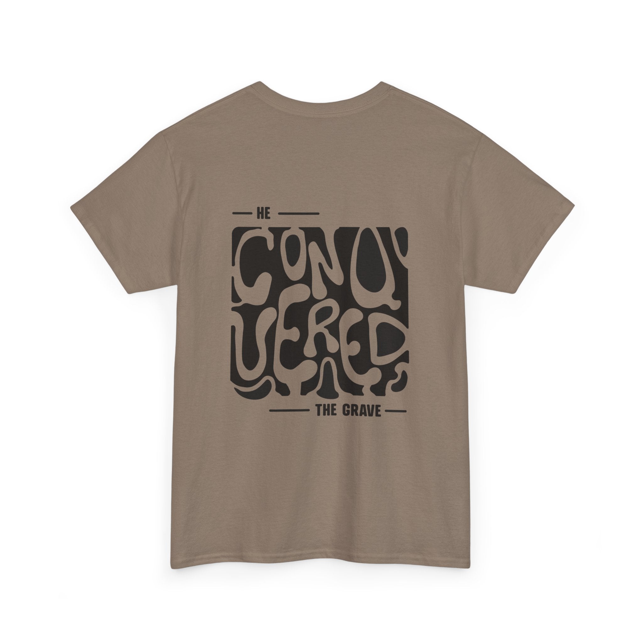'He Conquered the Grave' Vintage T-Shirt (Black logo ver.)