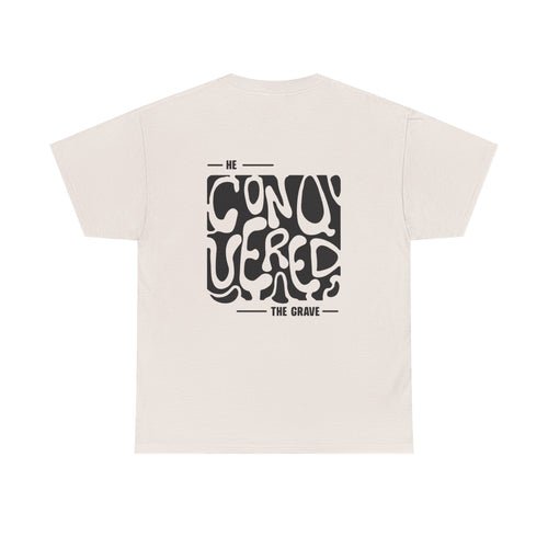 'He Conquered the Grave' Vintage T-Shirt (Black logo ver.)