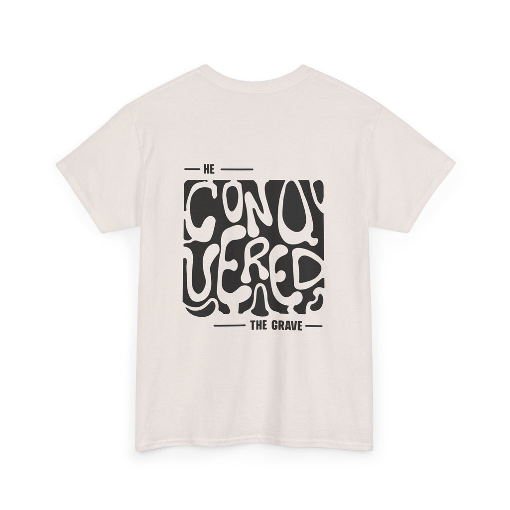 'He Conquered the Grave' Vintage T-Shirt (Black logo ver.)