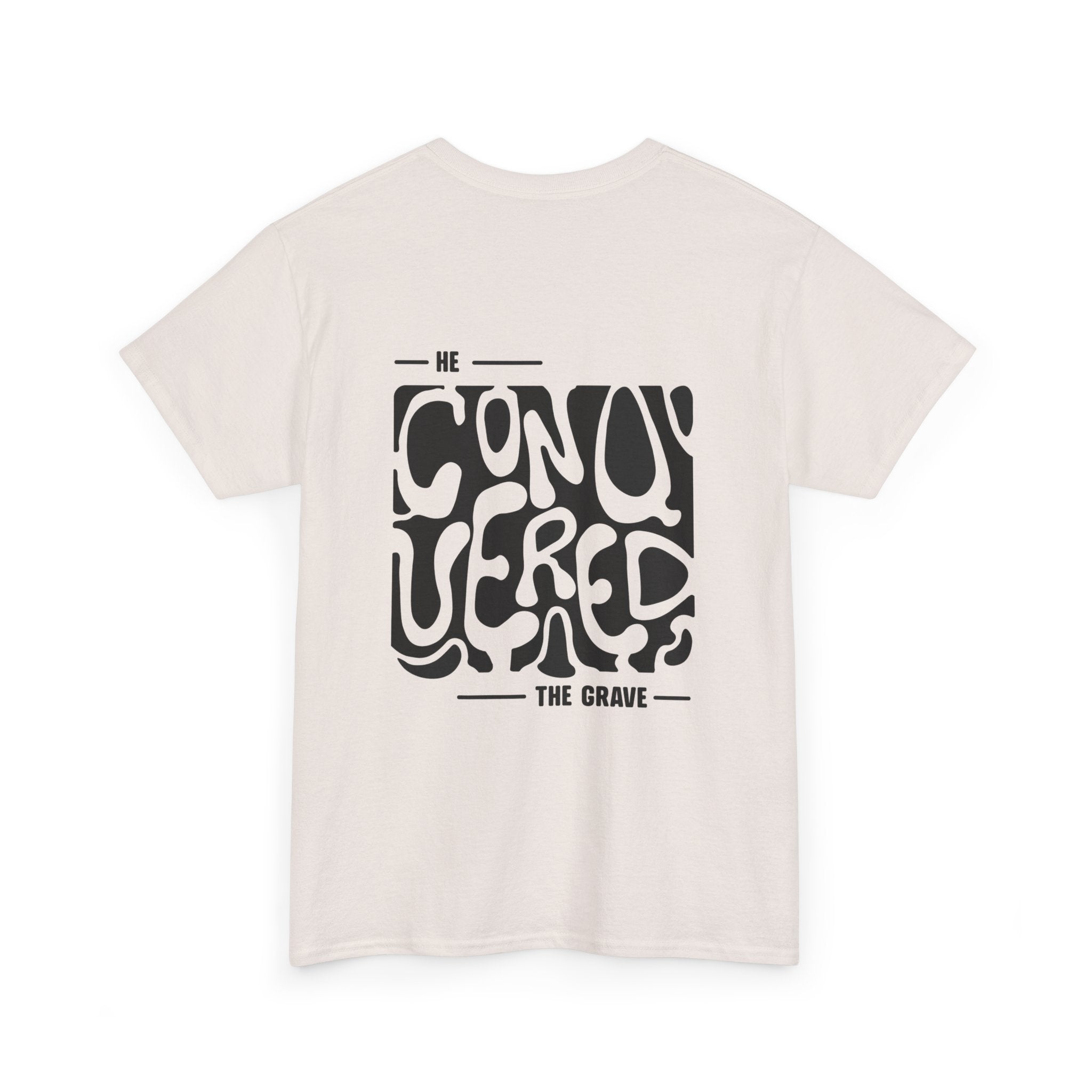 'He Conquered the Grave' Vintage T-Shirt (Black logo ver.)